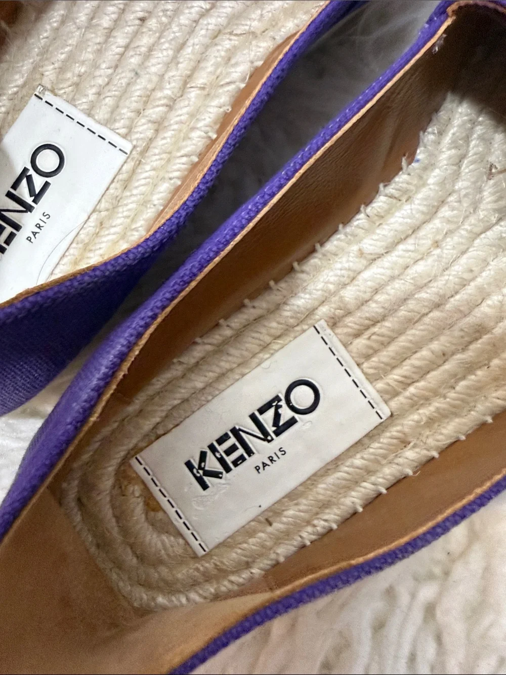 KENZO Espadrilles Purple Tiger-Embroidered Espadrille Slip-Ons size 39 or 9